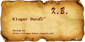 Kluger Benő névjegykártya